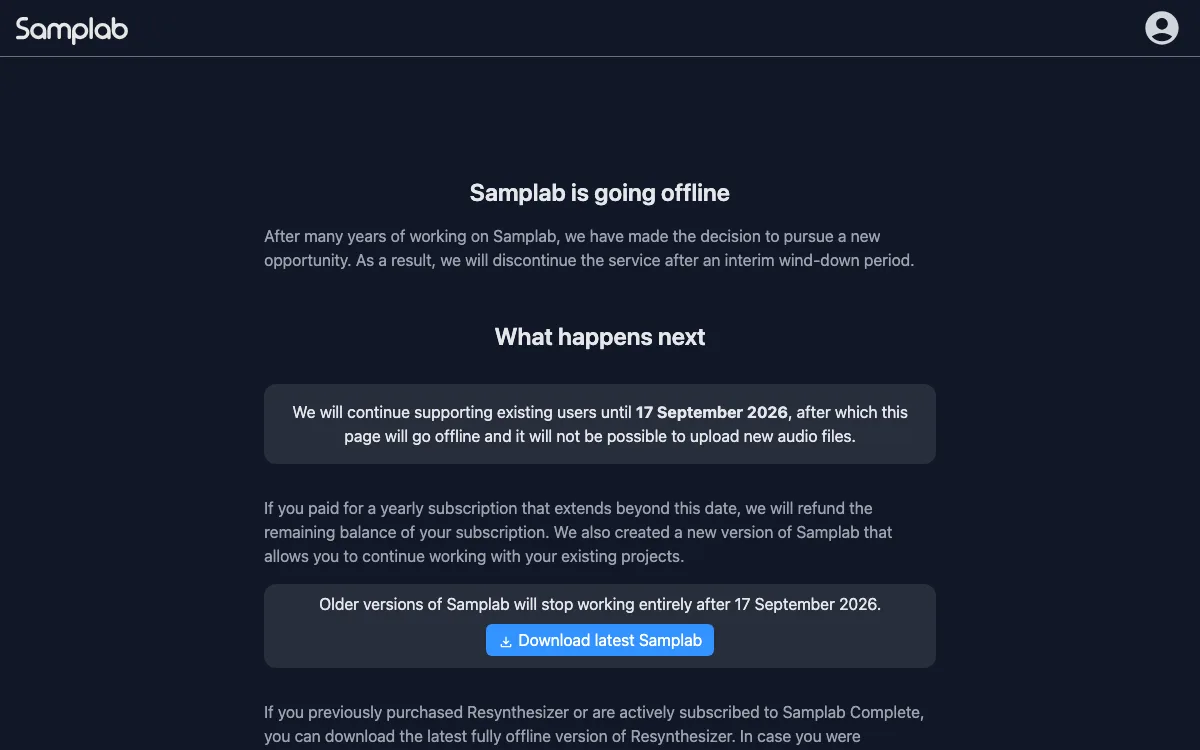Samplab homepage screenshot