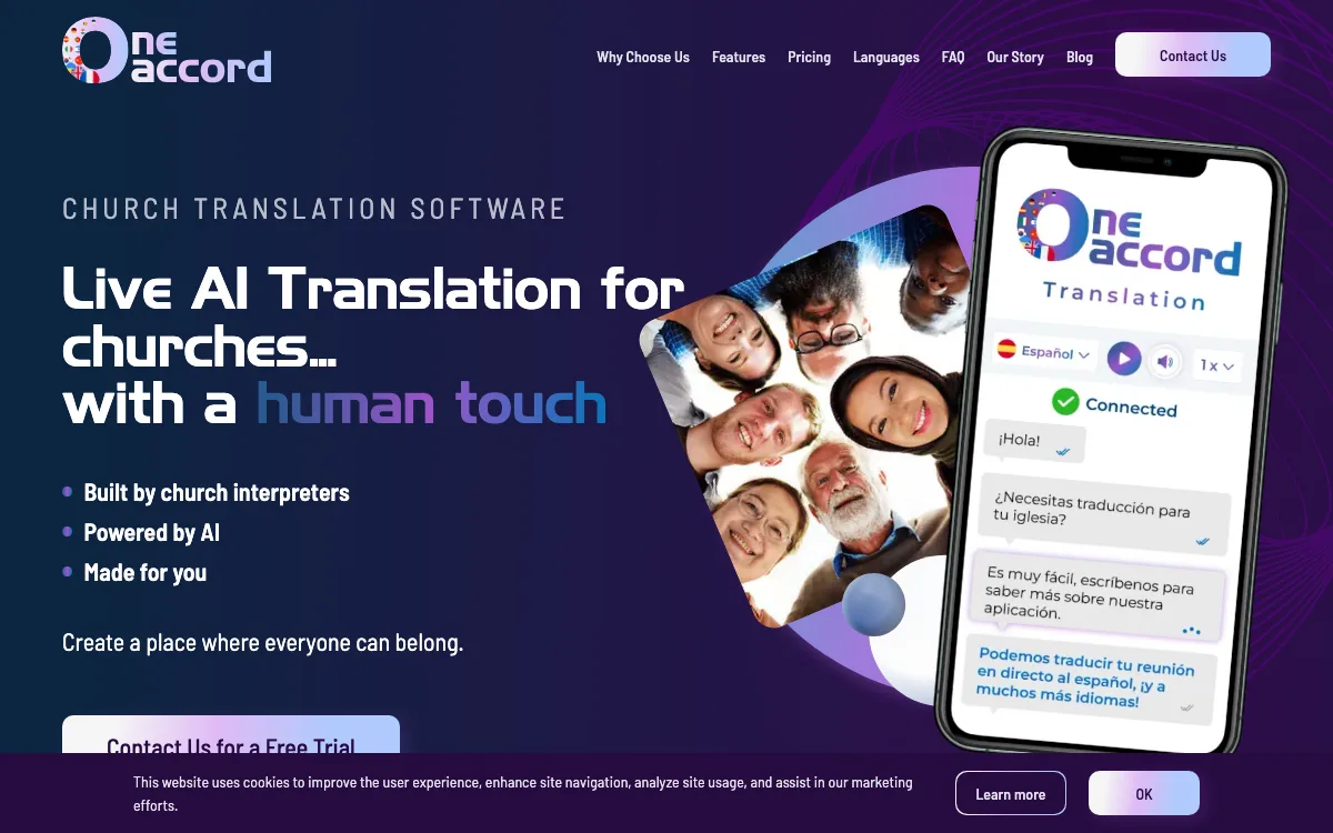 OneAccord homepage screenshot