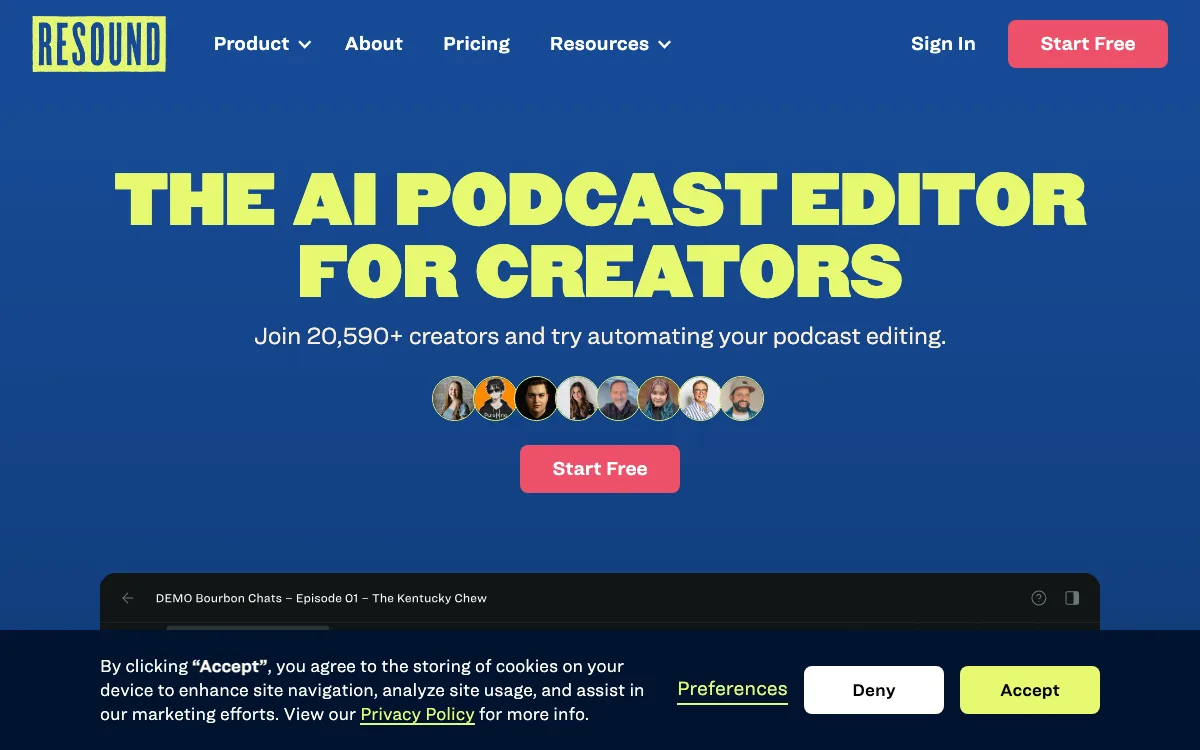 Resound homepage screenshot