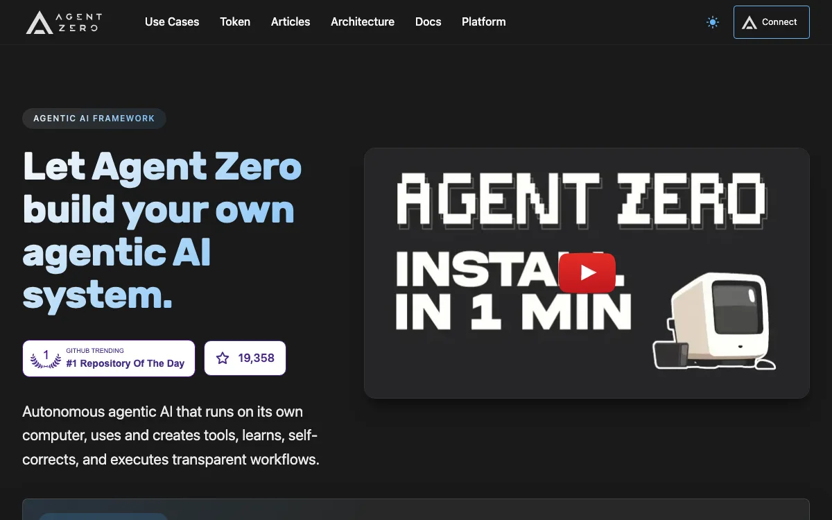 Agent Zero homepage screenshot