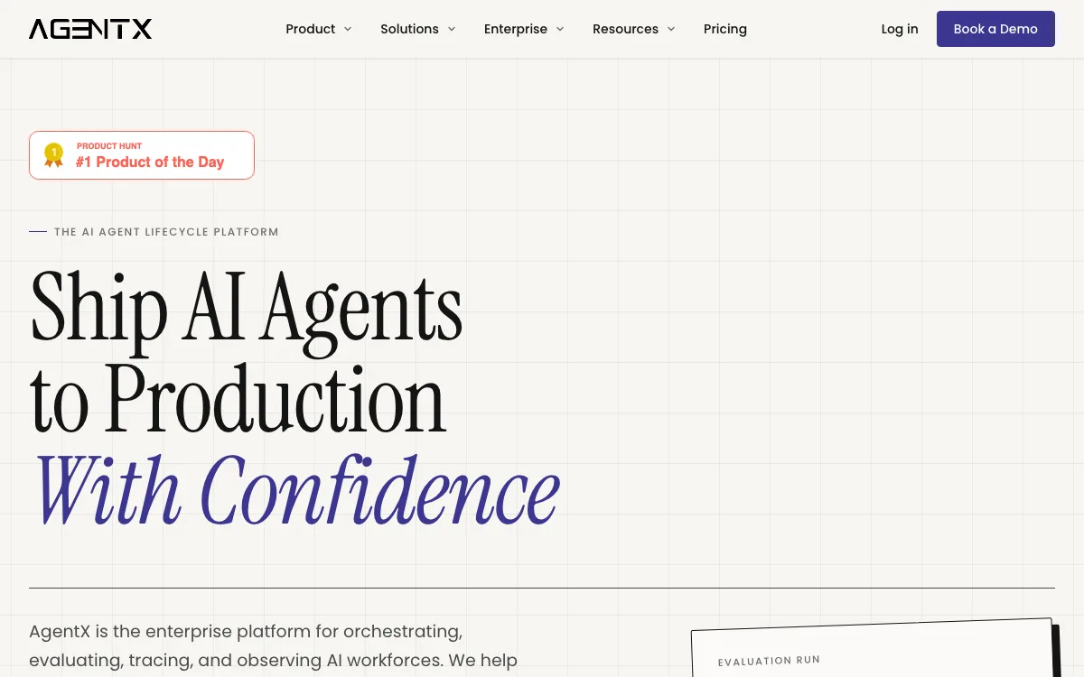 AgentX homepage screenshot