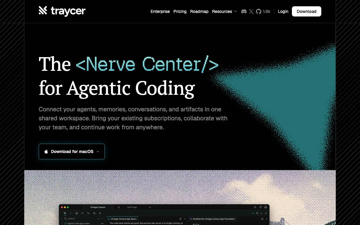 Traycer homepage screenshot