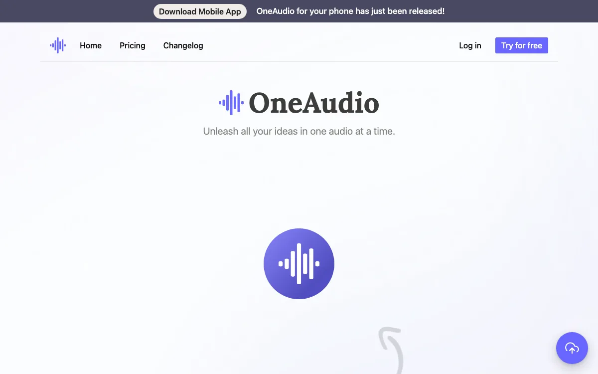 OneAudio homepage screenshot