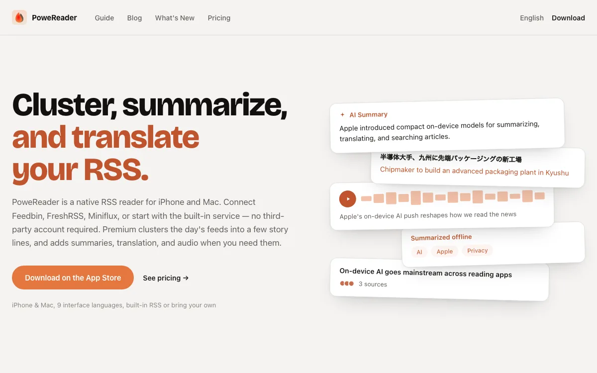 PoweReader homepage screenshot