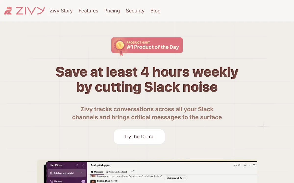 Zivyv1.5 homepage screenshot