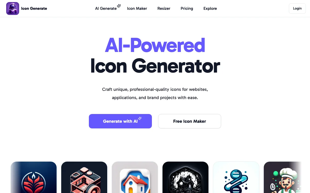 Icon Generate homepage screenshot