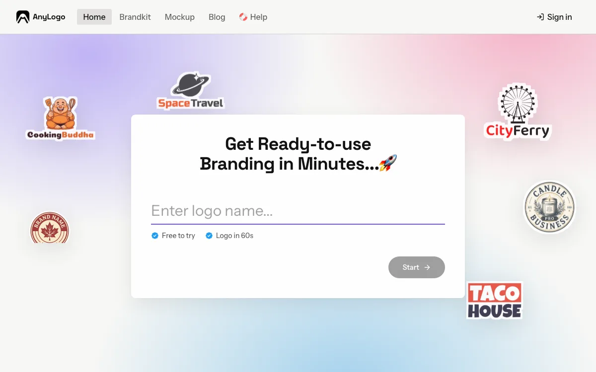 AnyLogoGenerator homepage screenshot