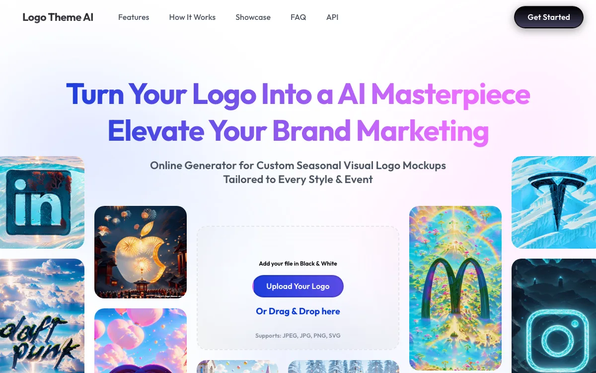 Logo Theme AI homepage screenshot