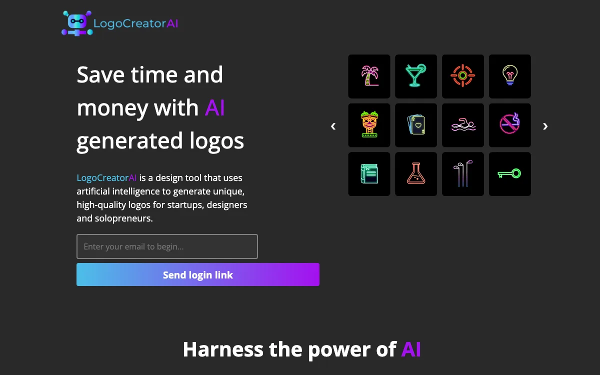 LogoCreatorAI homepage screenshot