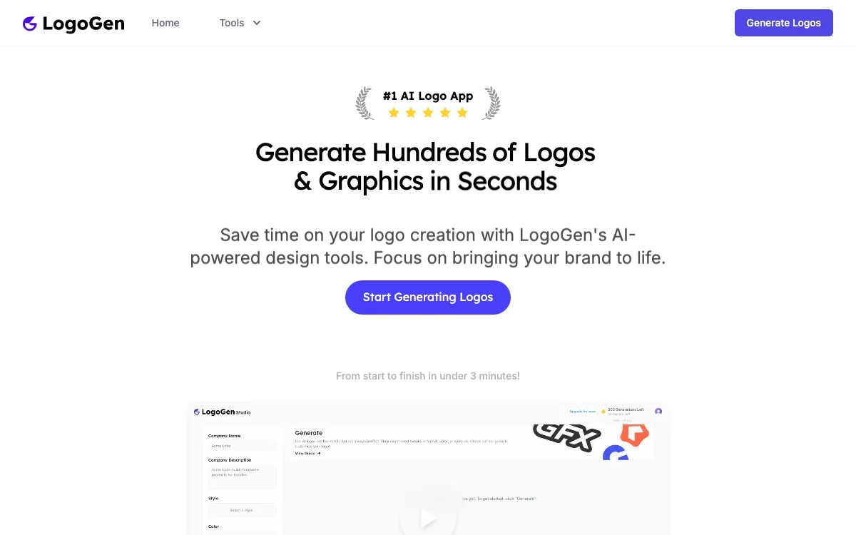 LogoGen homepage screenshot