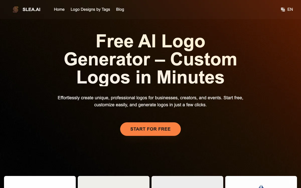 Slea.ai: Free AI Logo Generator homepage screenshot