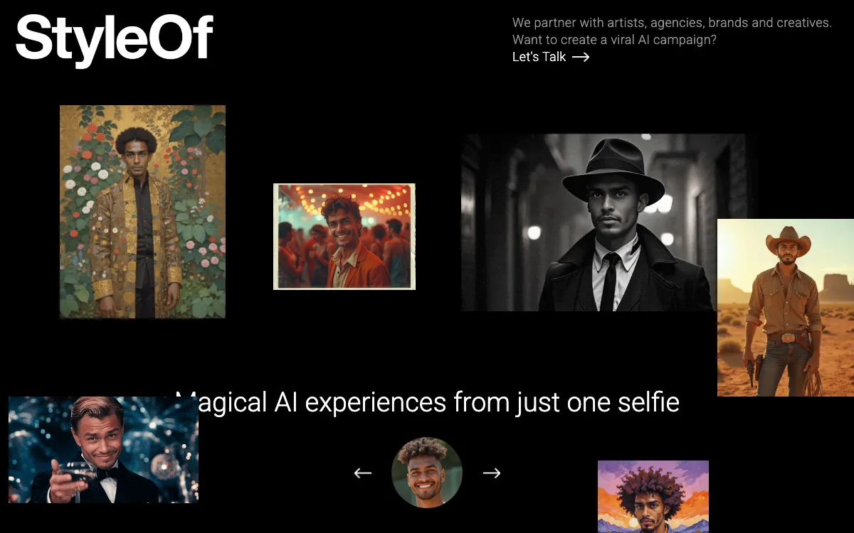 StyleOf homepage screenshot
