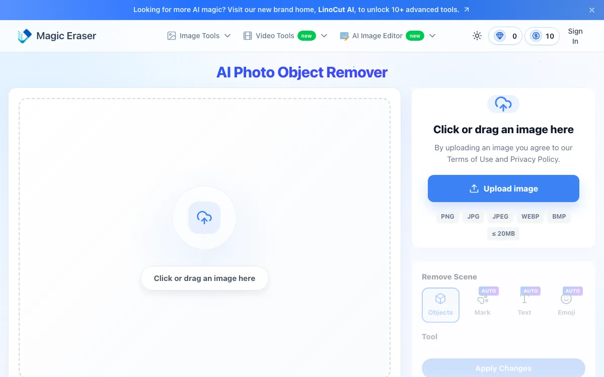 MagicEraser homepage screenshot