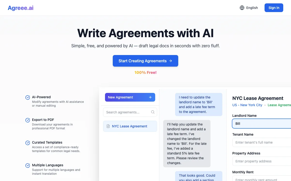 Agreee.ai homepage screenshot