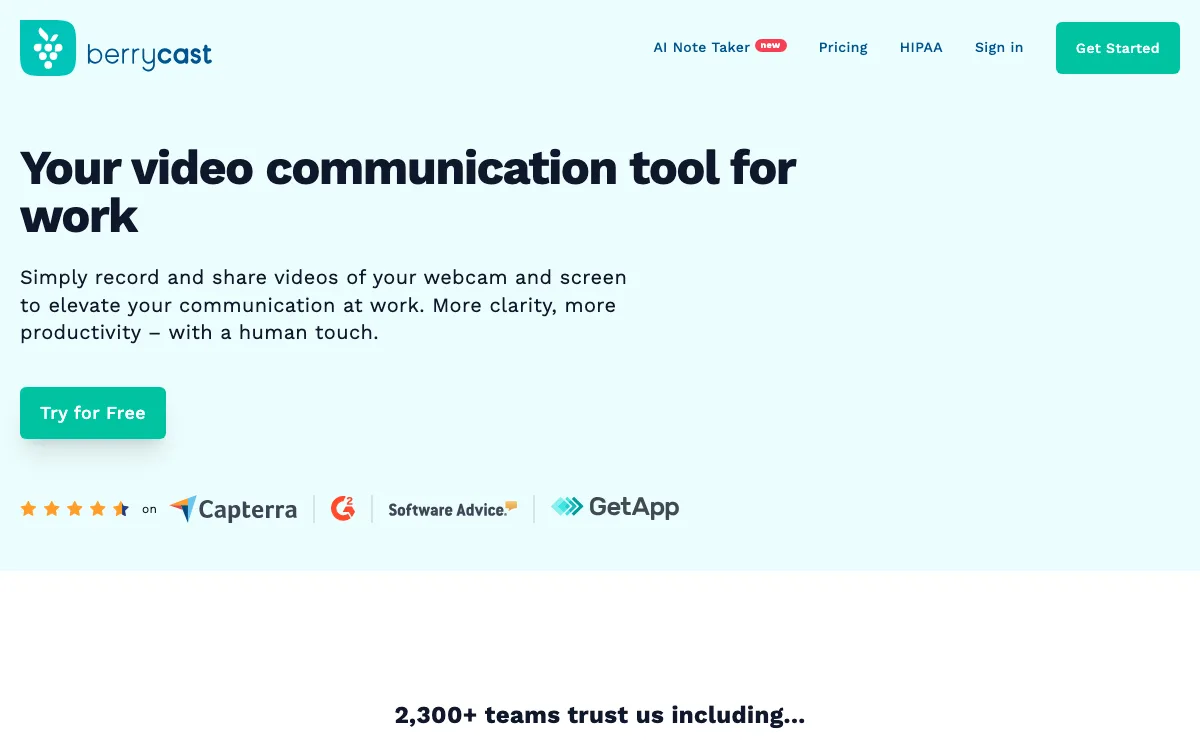 Berrycast homepage screenshot