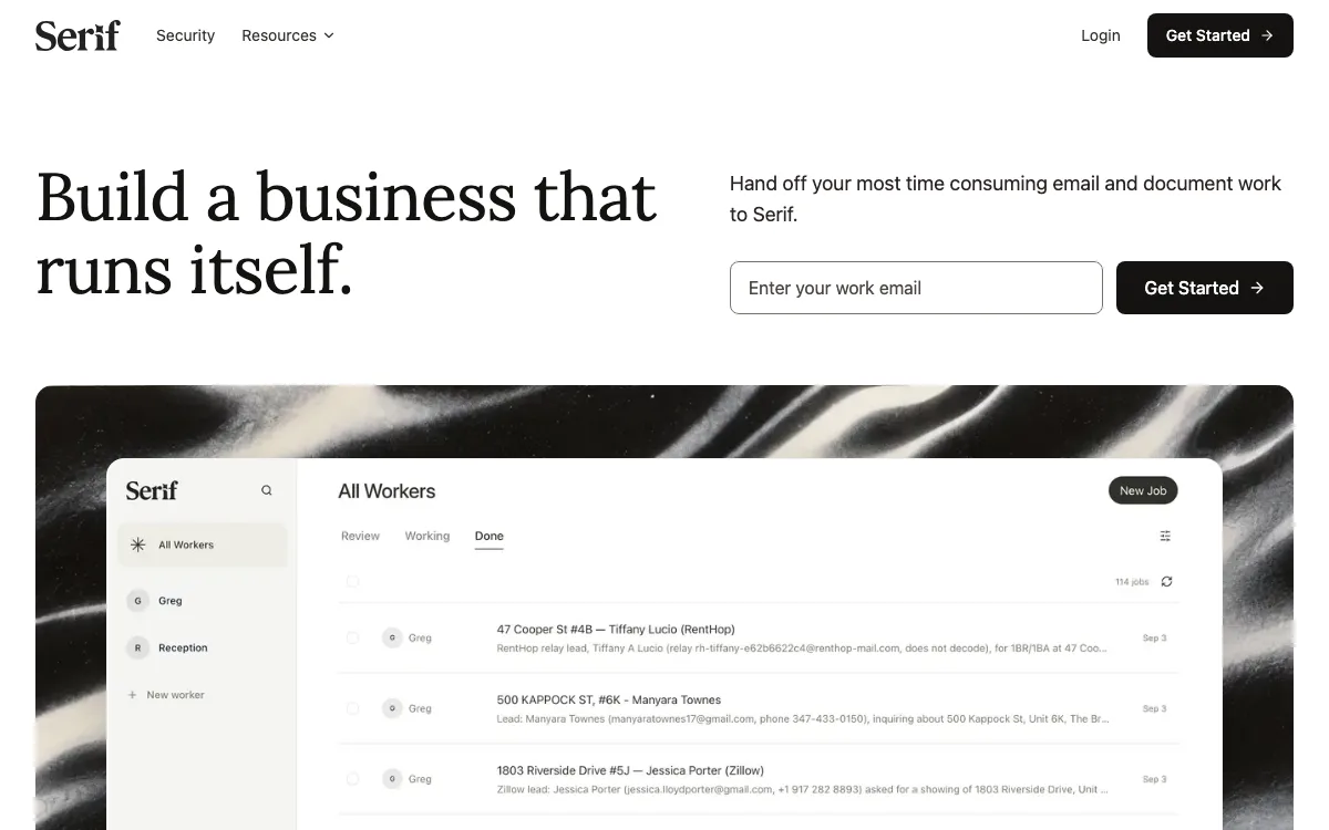Serfi AI homepage screenshot