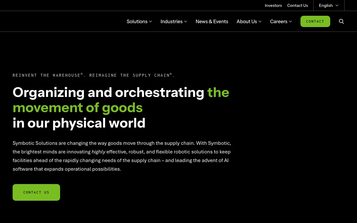 Symbotic homepage screenshot
