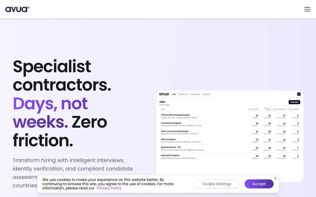 avua homepage screenshot