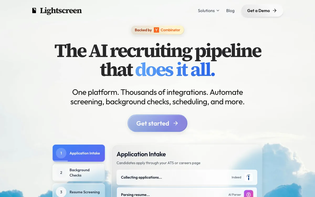 Lightscreen homepage screenshot