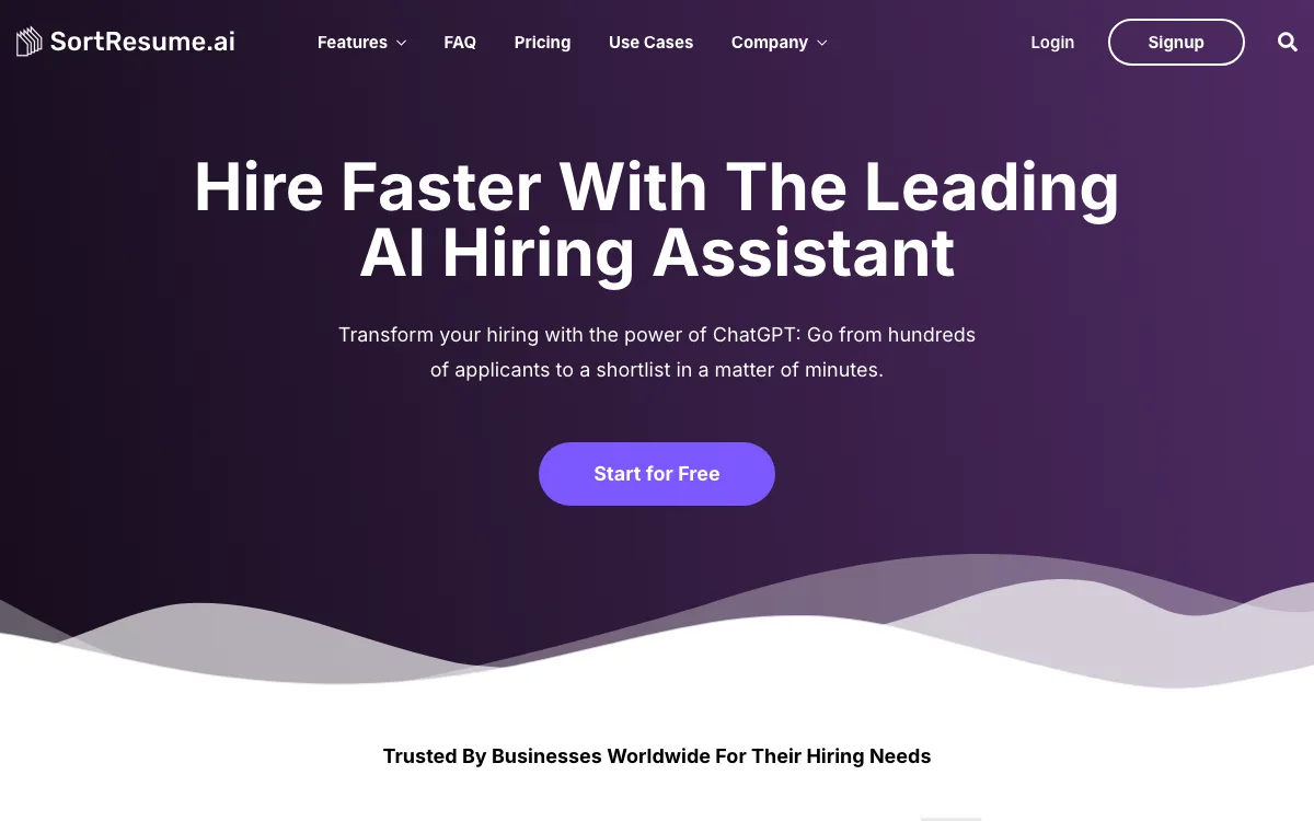 SortResume homepage screenshot