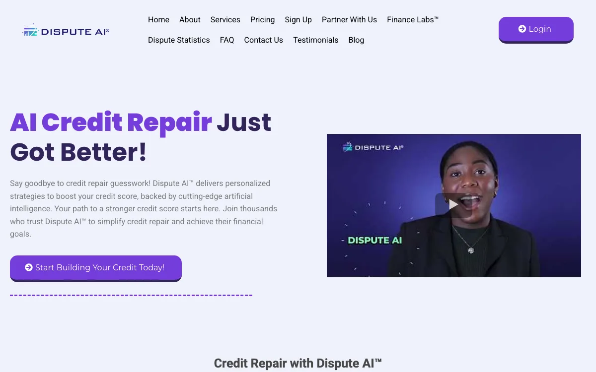 Dispute AI homepage screenshot
