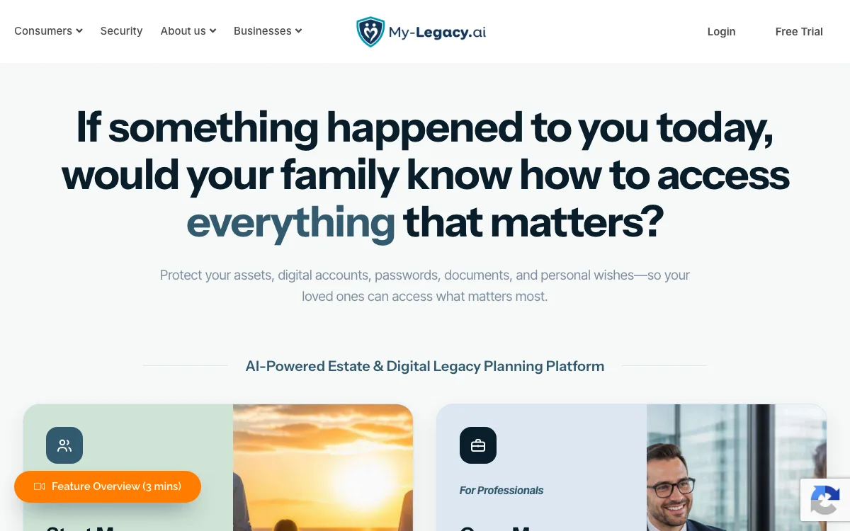 My-legacy.ai homepage screenshot