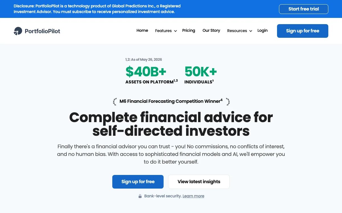 Portfolio Pilot homepage screenshot