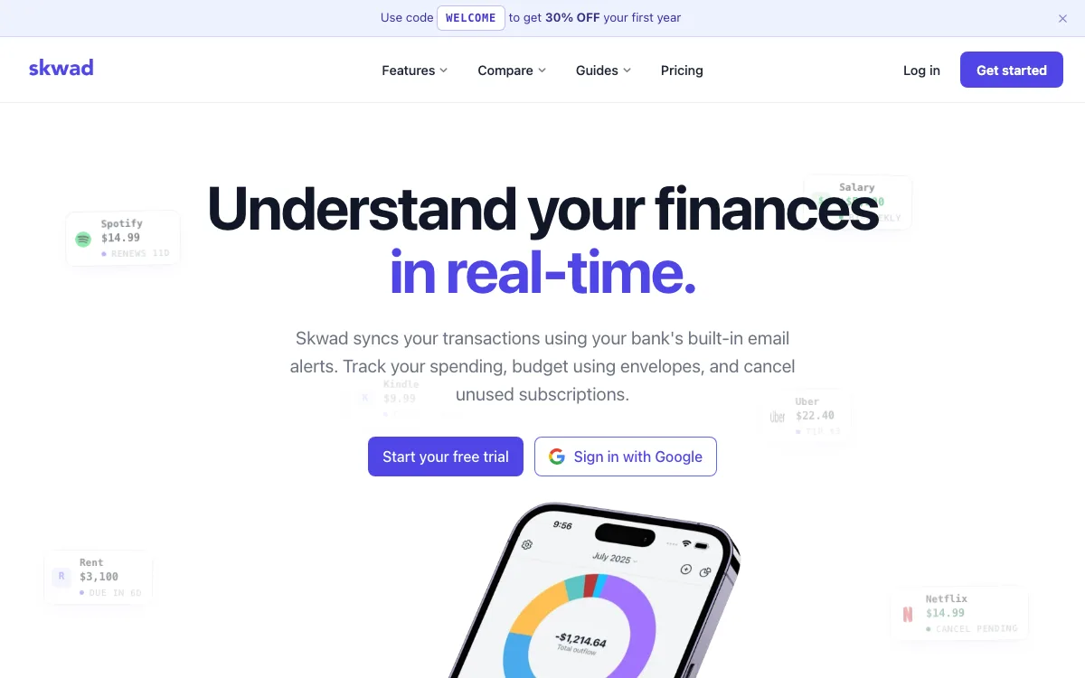 Skwad homepage screenshot