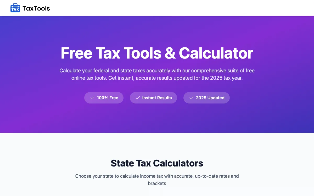 TaxTools AI homepage screenshot