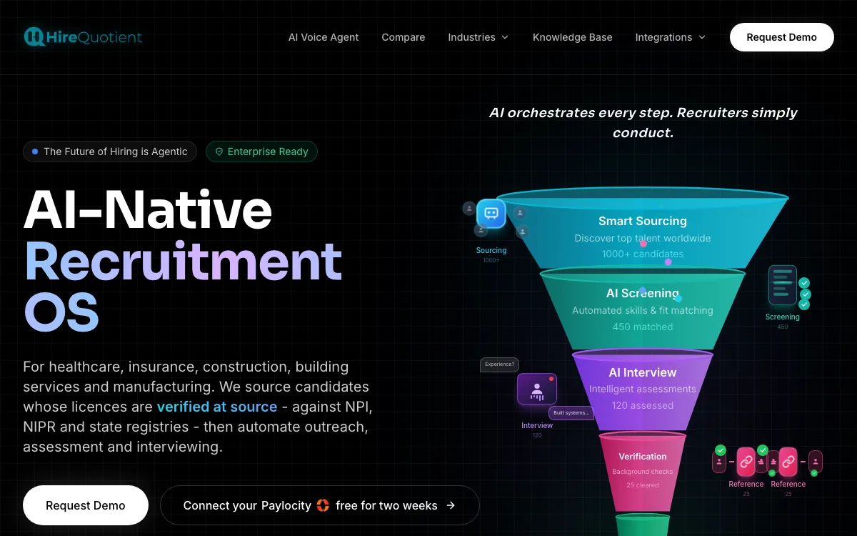 HireQuotient homepage screenshot