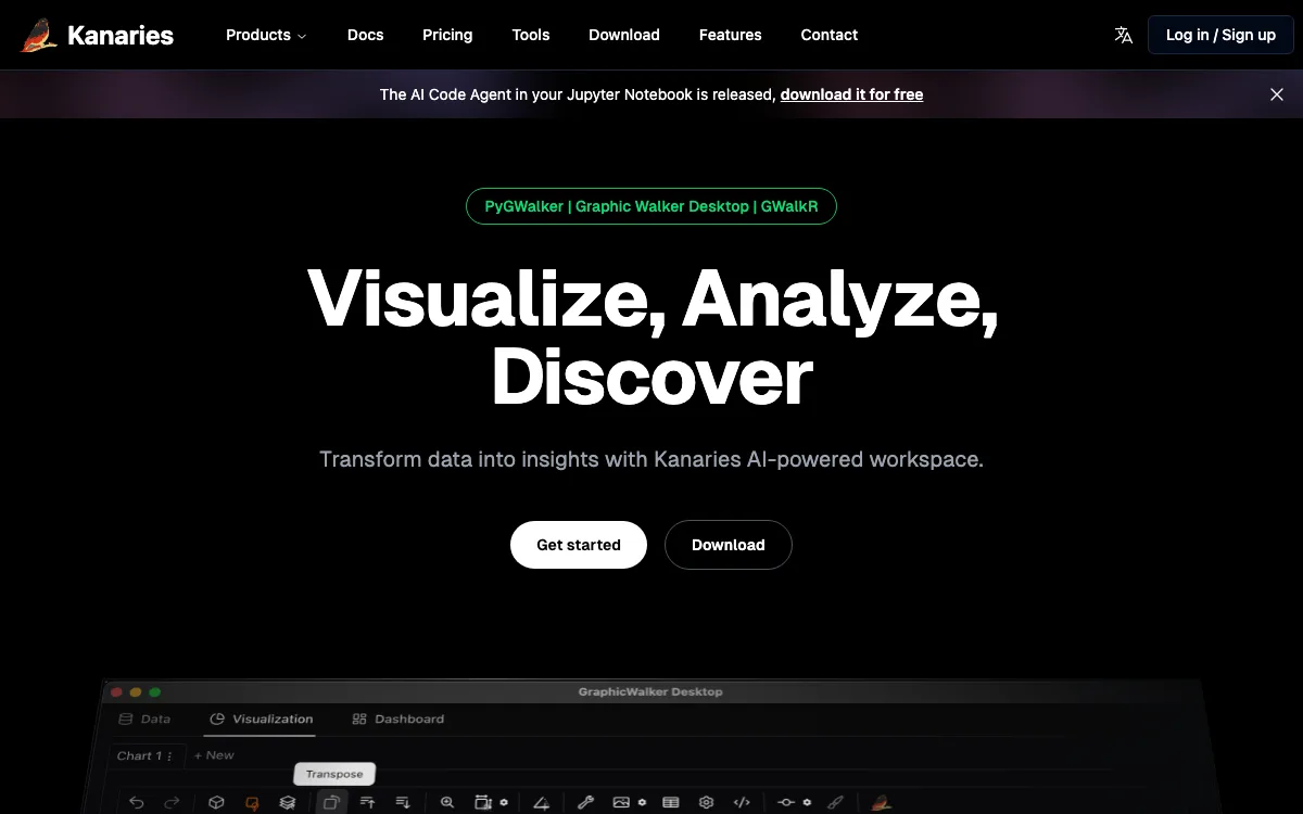 Kanaries homepage screenshot
