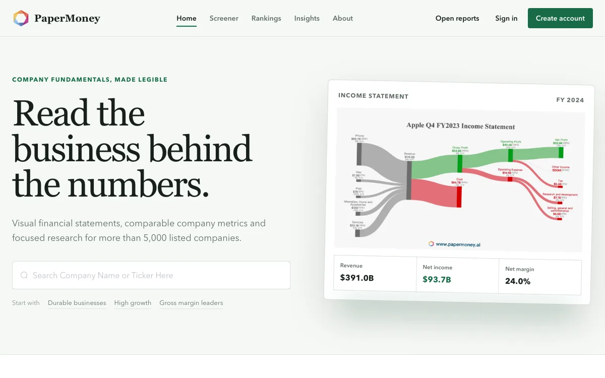 AI Financial Report Analysis homepage screenshot