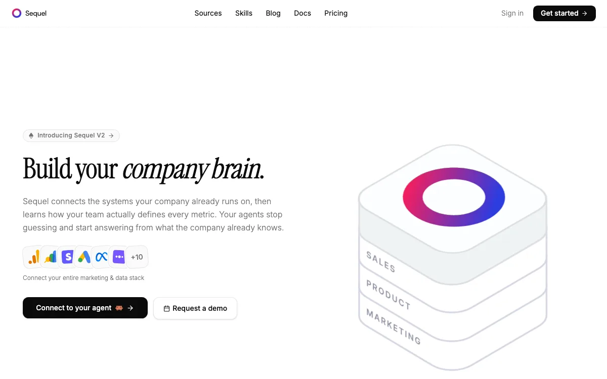 Sequel homepage screenshot