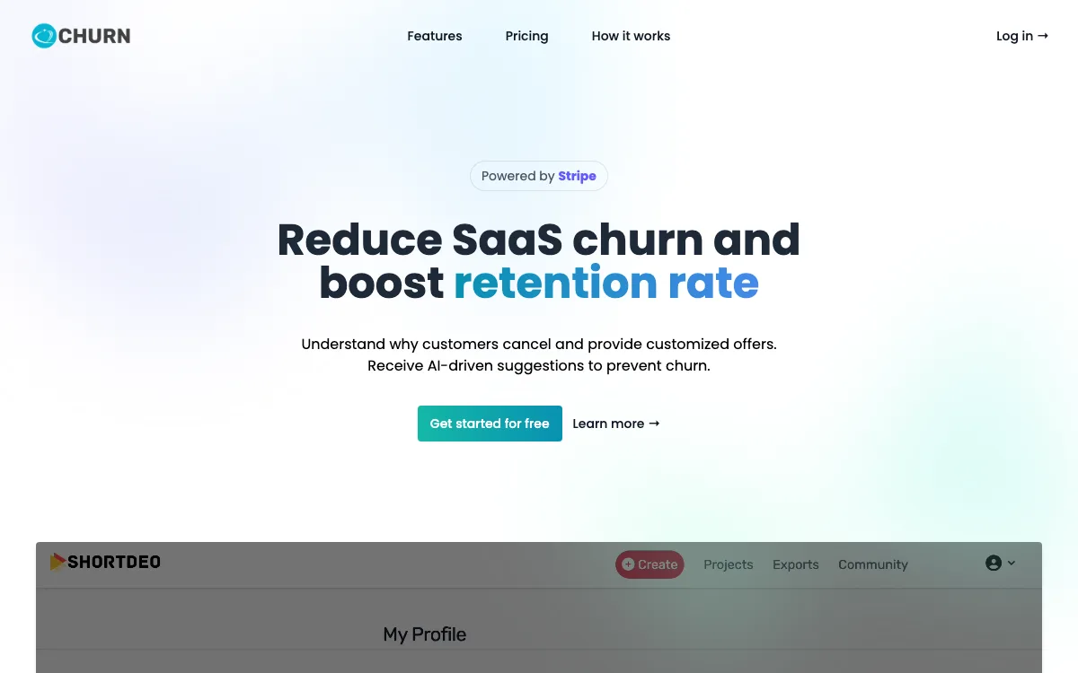 Echurn - Reduce churn & boost retention homepage screenshot