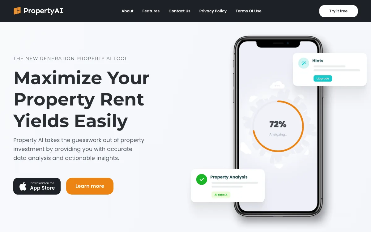 Property AI - Maximize Rental Yield homepage screenshot