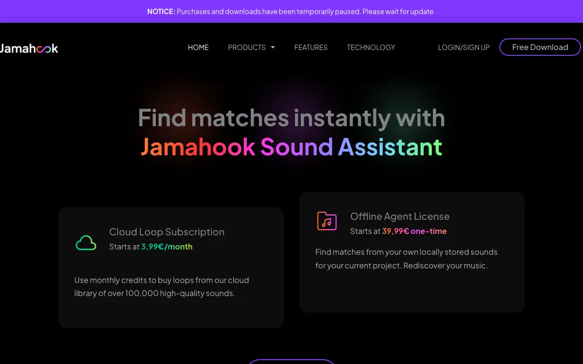 Jamahook homepage screenshot
