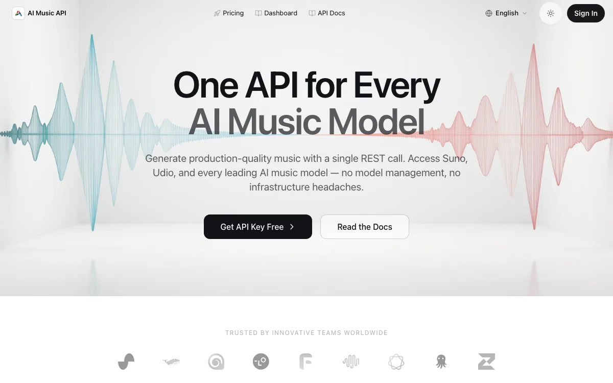 AI Music API, Free Cheap AI Music homepage screenshot