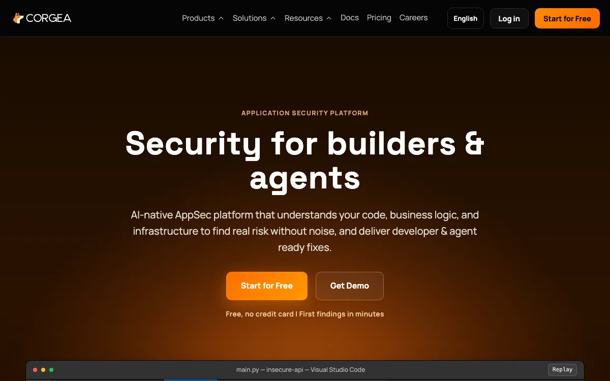Corgea homepage screenshot