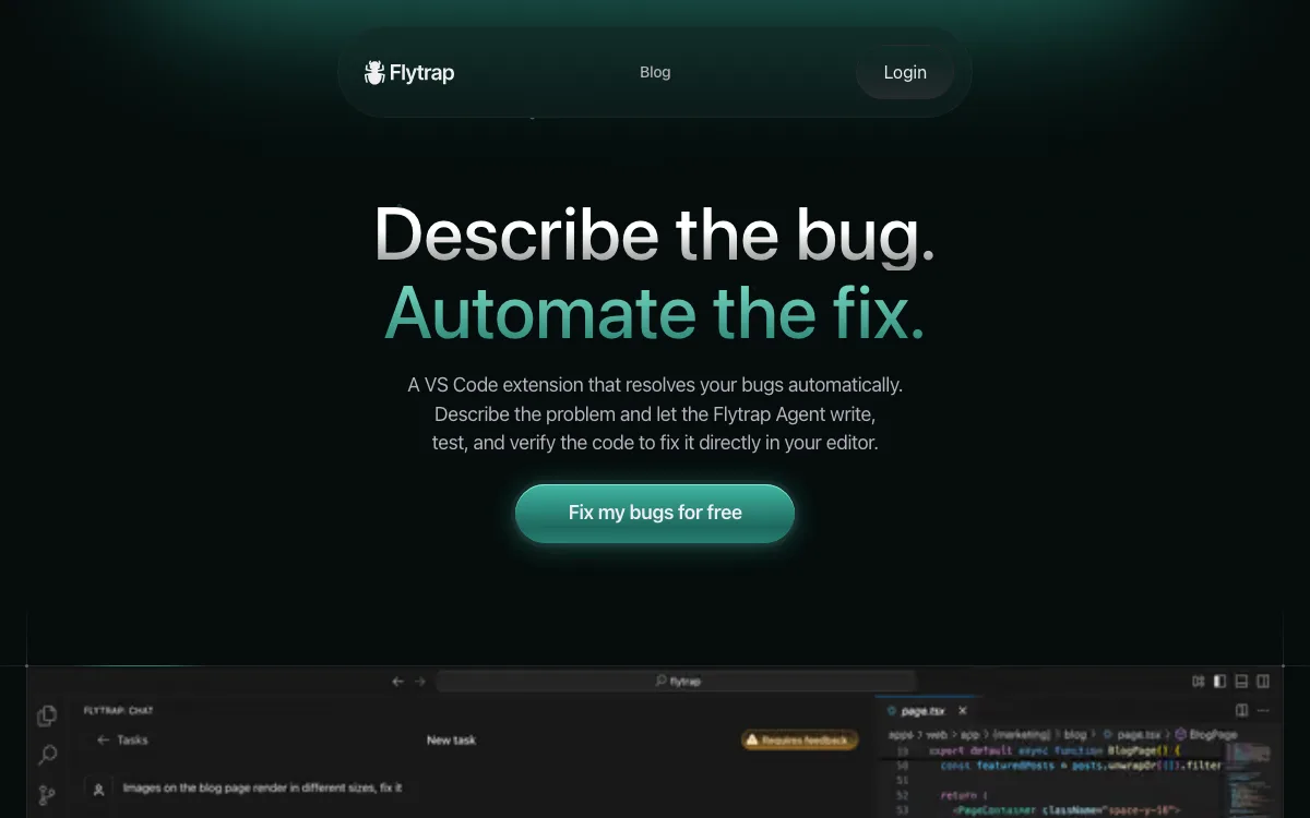 Flytrap AI homepage screenshot