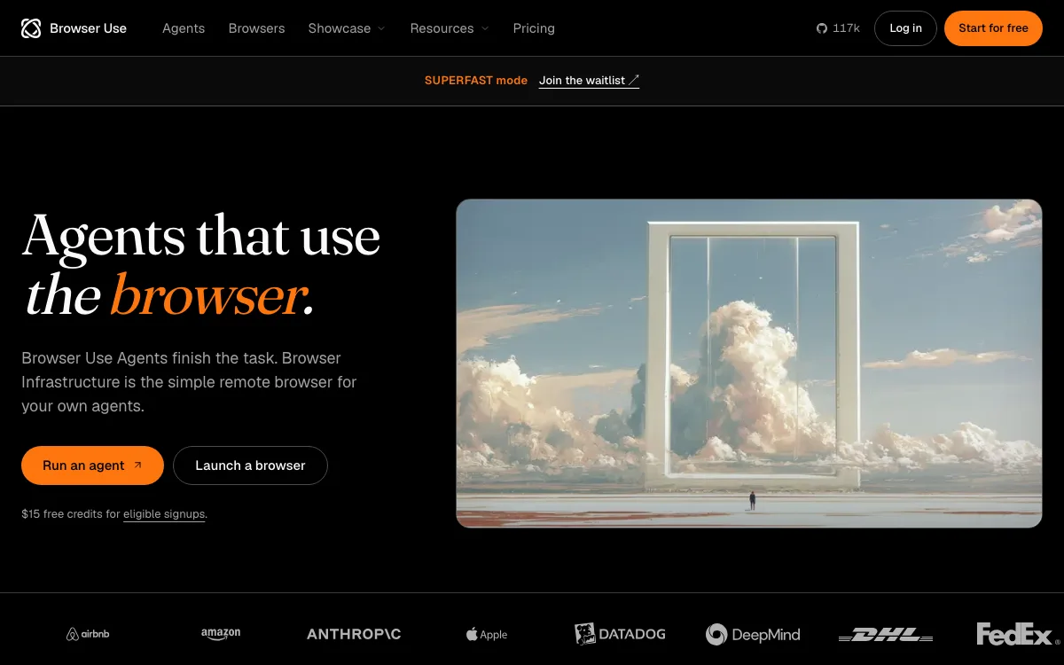 Browser Use homepage screenshot