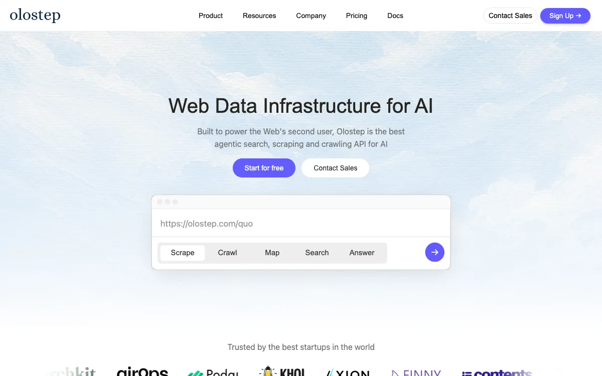 Olostep homepage screenshot