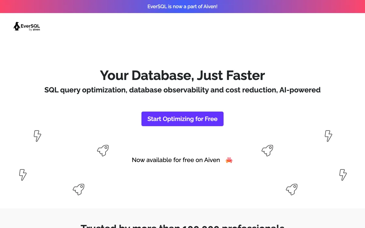 EverSQL homepage screenshot