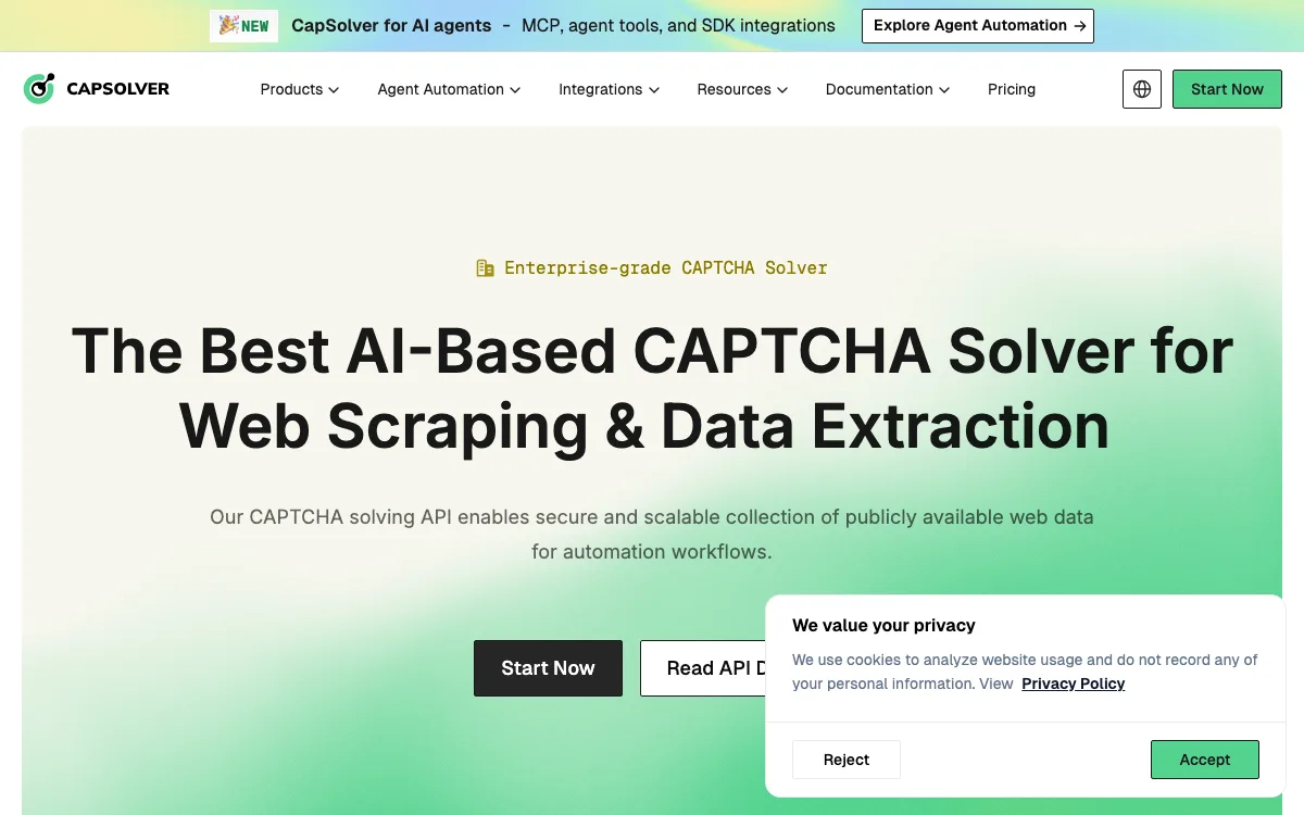 CapSolver homepage screenshot