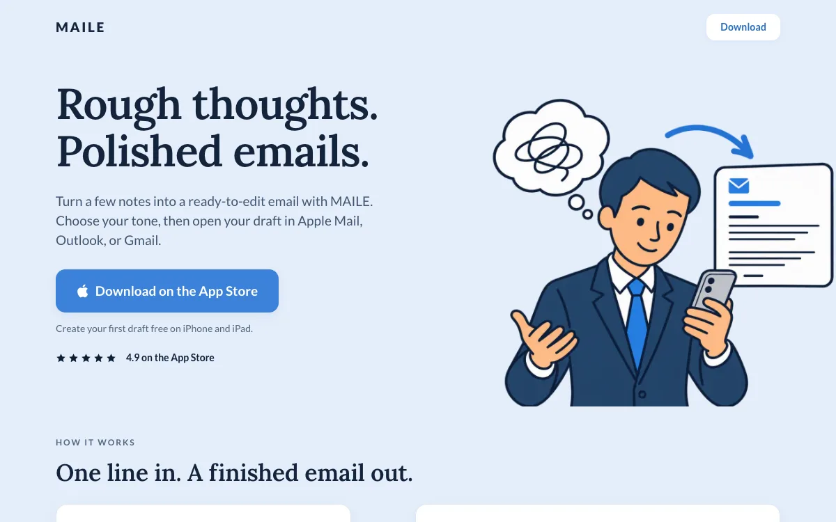 MAILE homepage screenshot
