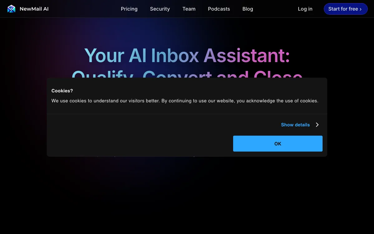 NewMail AI homepage screenshot