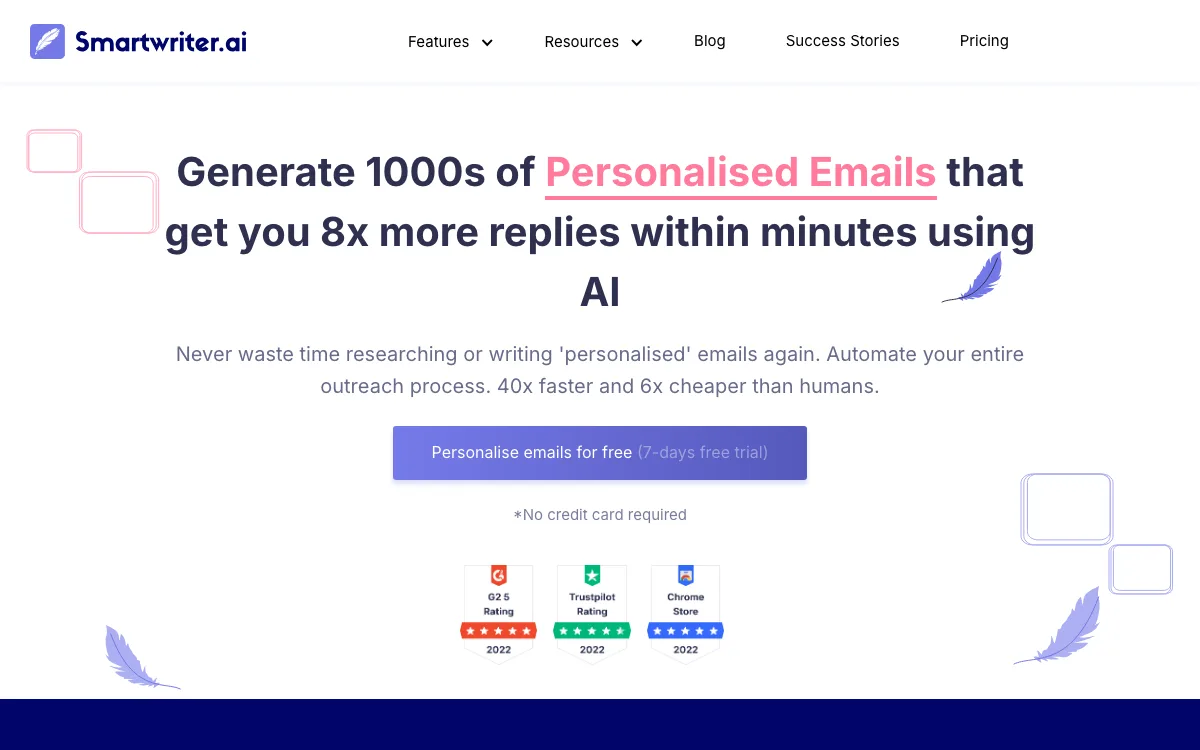 Smartwriter homepage screenshot