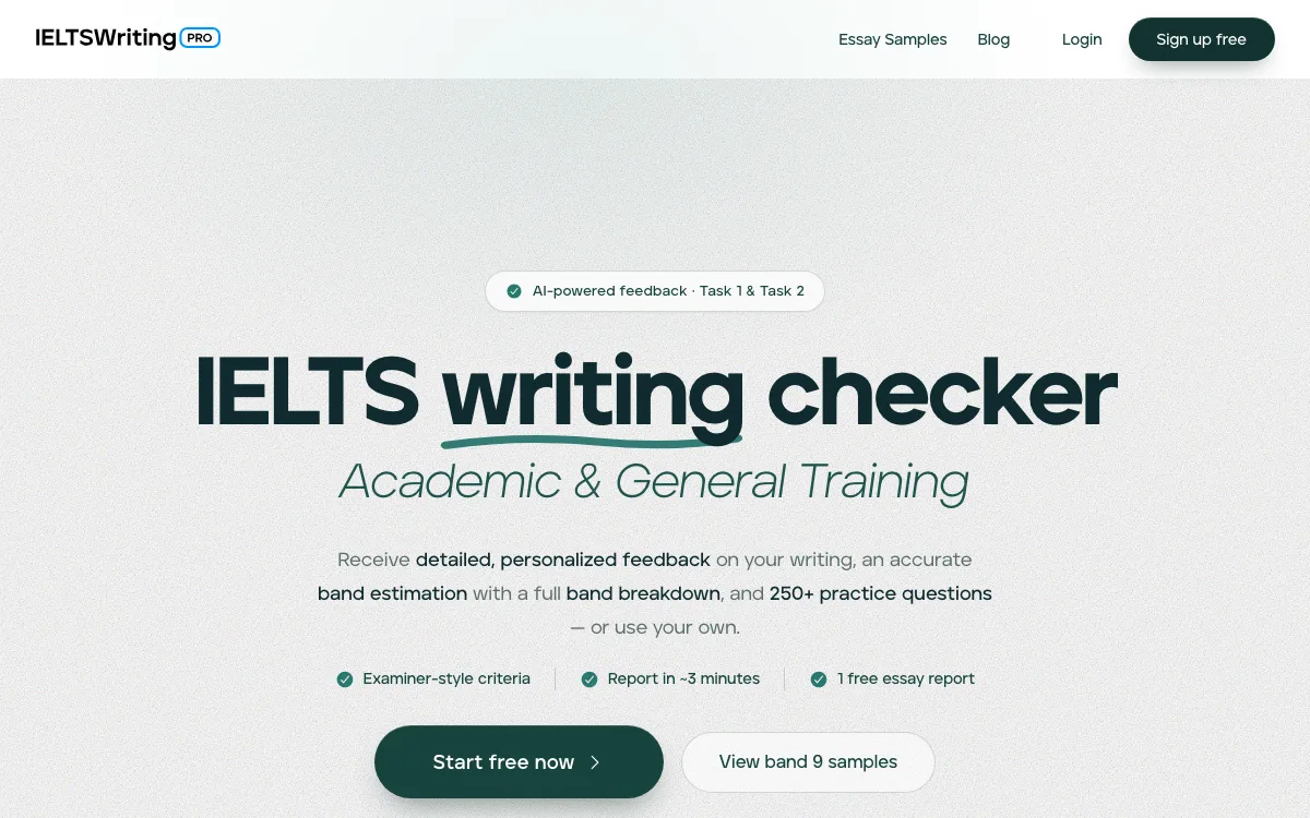 IELTSWritingPro homepage screenshot