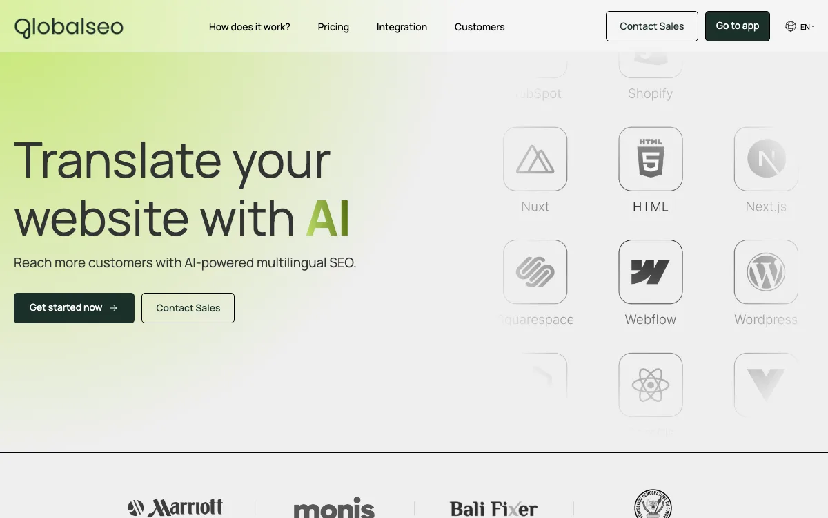 GlobalSEO homepage screenshot