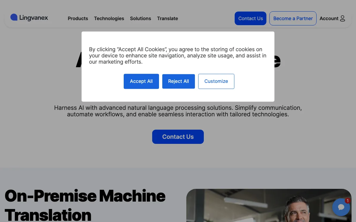 Lingvanex homepage screenshot