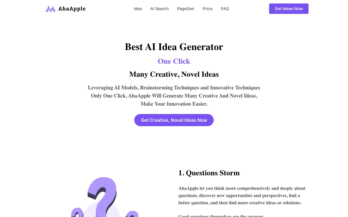AhaApple homepage screenshot